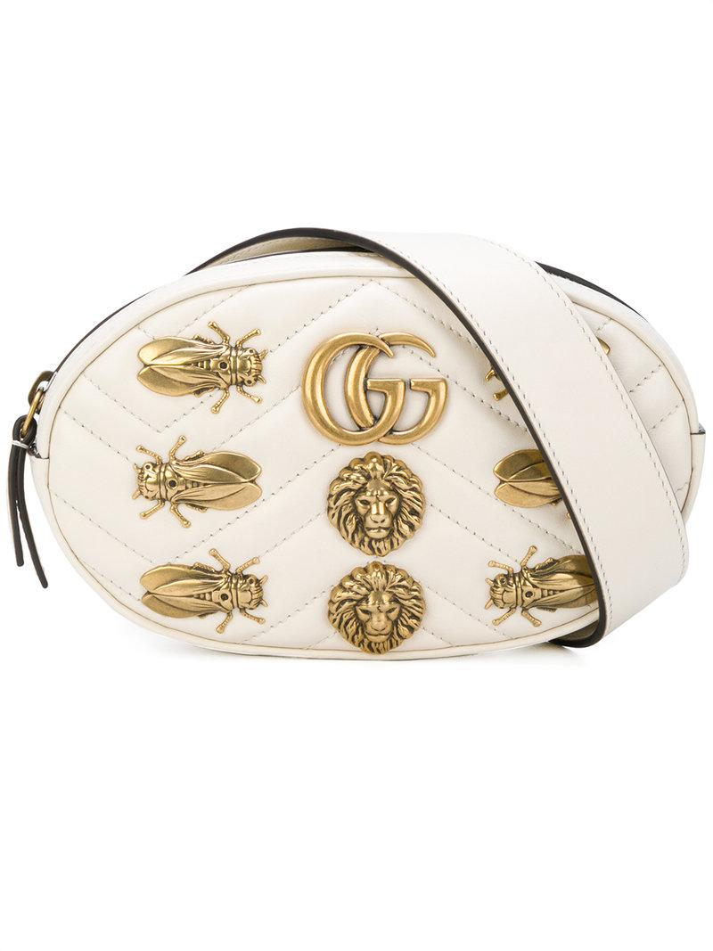 Gucci Leather Gg Marmont Belt Bag in White - Lyst