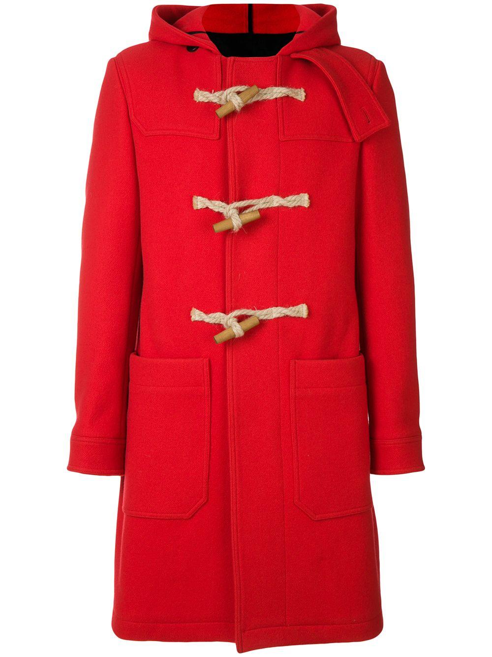 AMI Wool Duffle Coat in Red for Men - Lyst