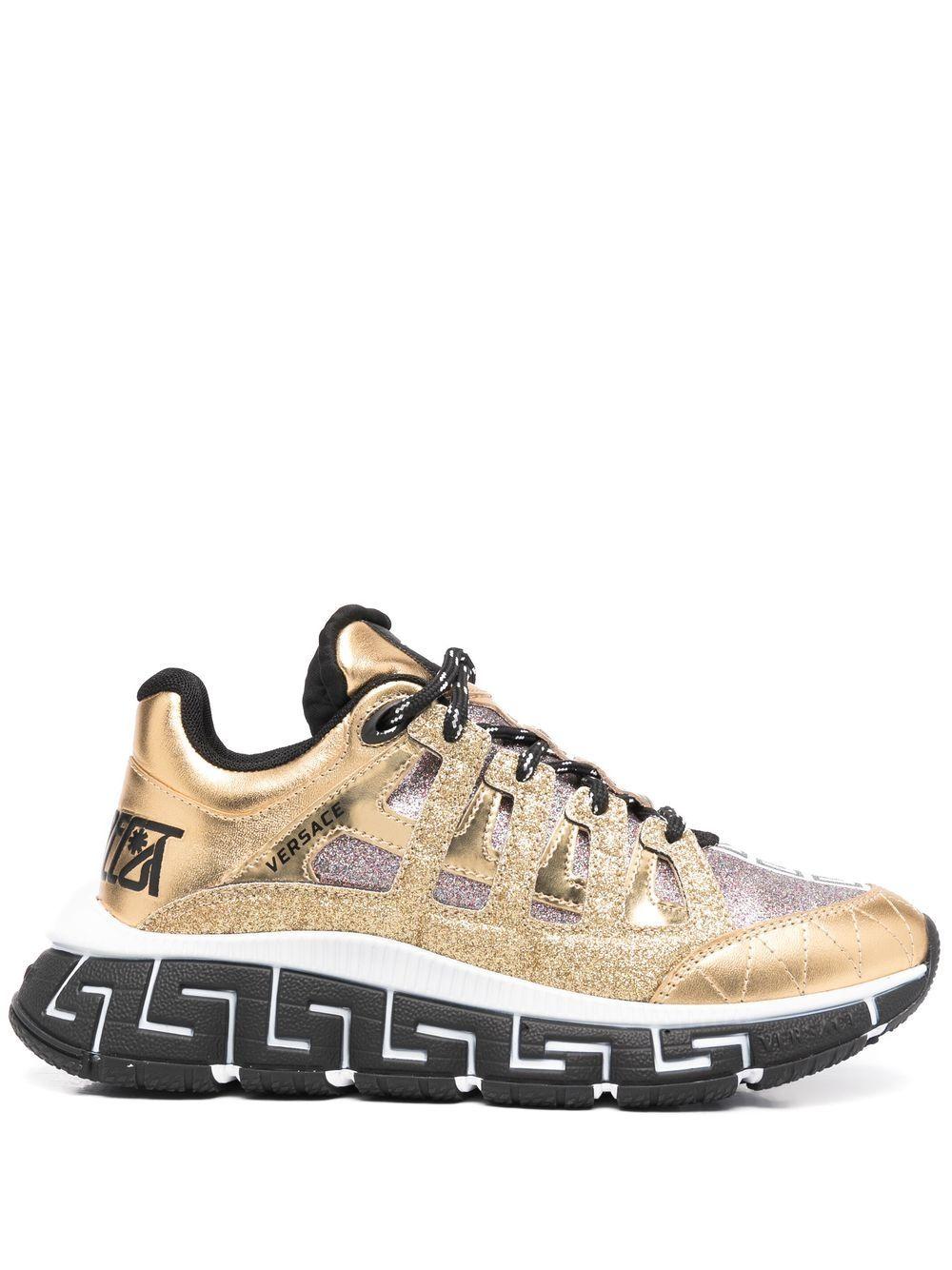 少々難有り販売品 Versaceレディース イエロー Trigreca メタリックスニーカー 日本製 スニーカー Fryfamilyfood Com