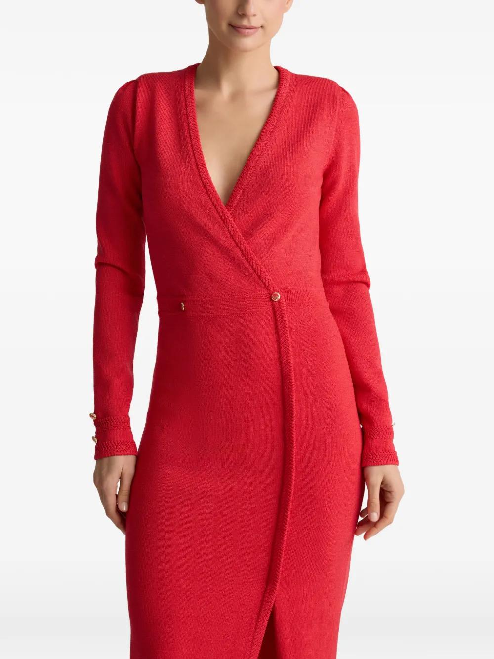 john lewis red dress JOHN LEWIS Short Sleeve V-Neck Asymmetrical Hem Midi Dress