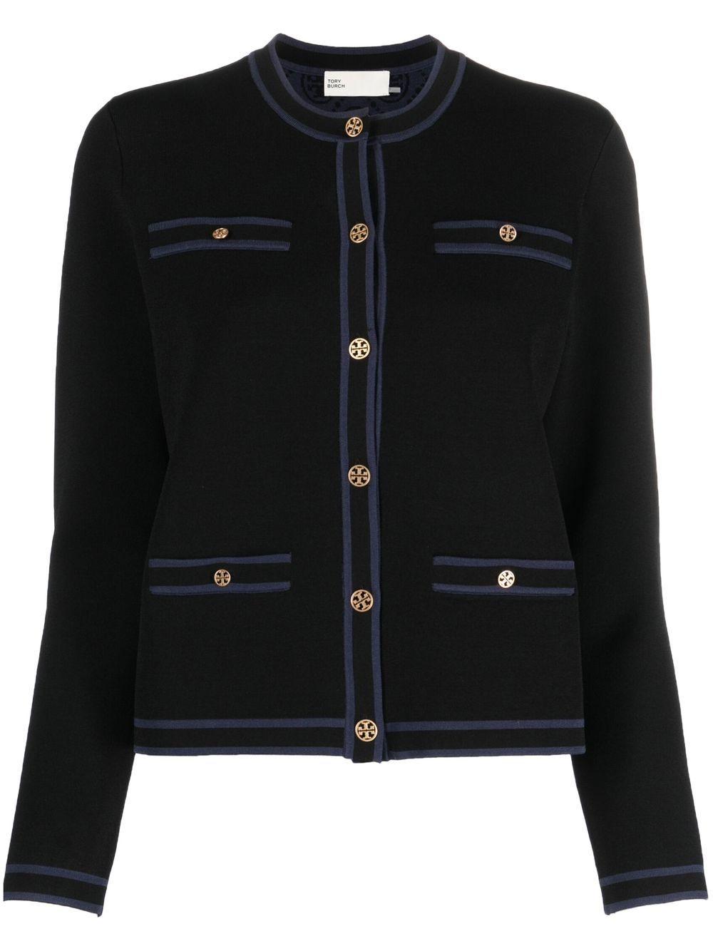 Tory Burch Kendra Knit Cardigan in Black | Lyst