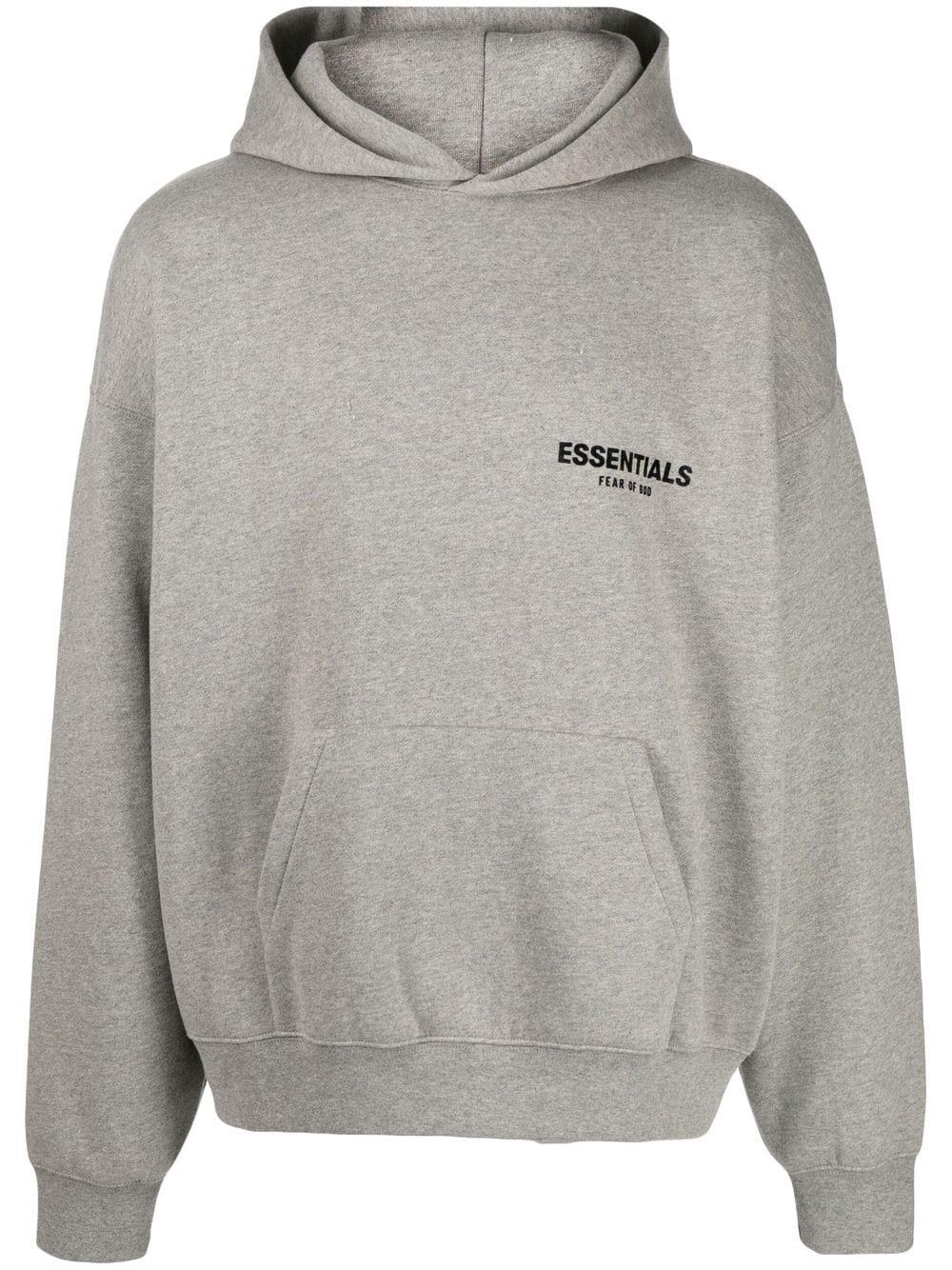 Fear of God ESSENTIALS Logo-print Long-sleeve Hoodie in Gray for Men | Lyst