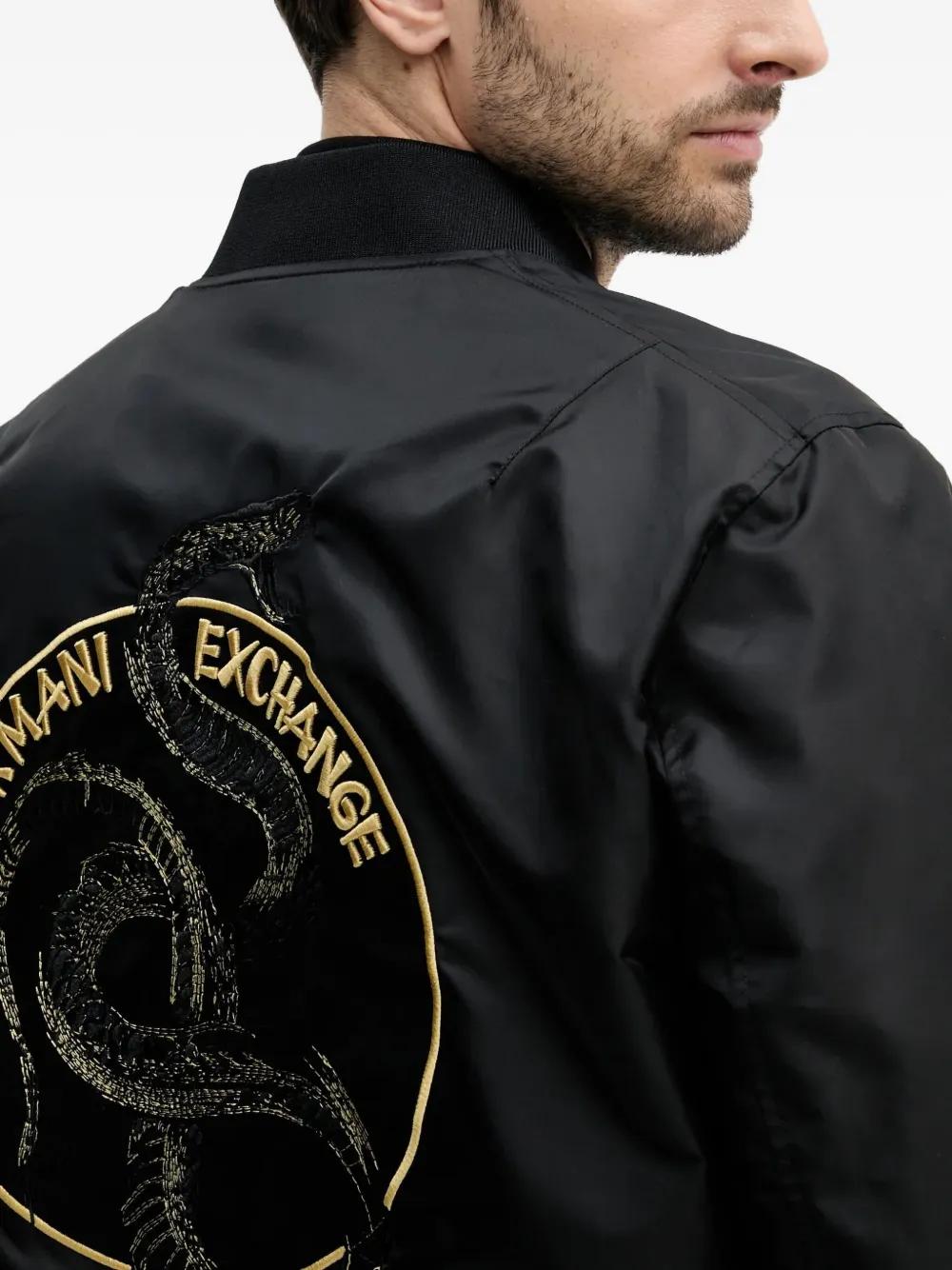 ARMANI EXCHANGE Embroidered-Snake Reversible Bomber Jacket in