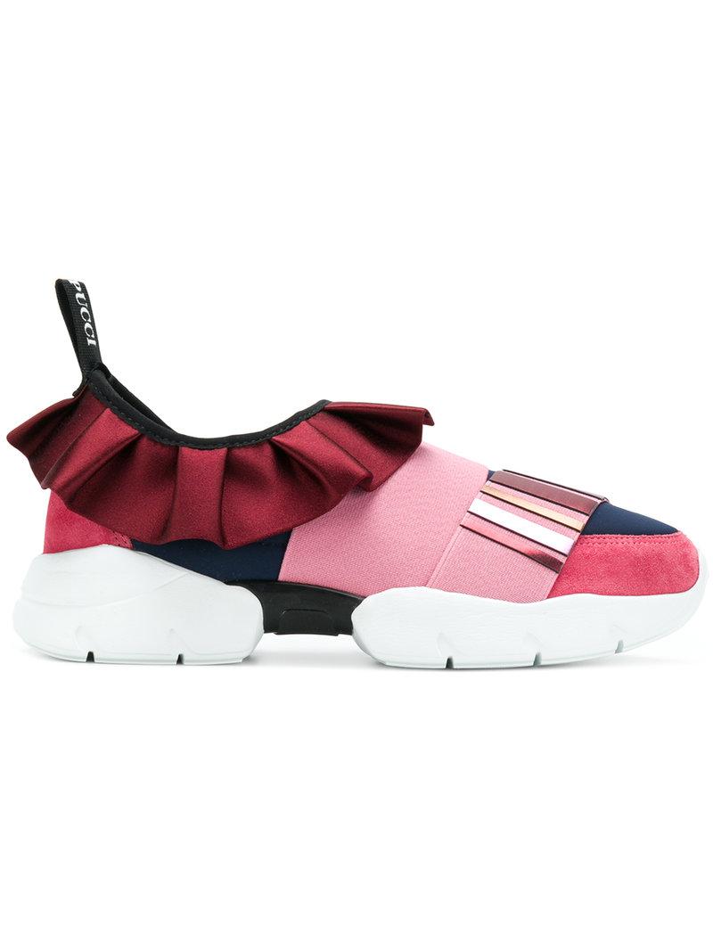 Emilio Pucci Low Ruffle Sneakers in Pink