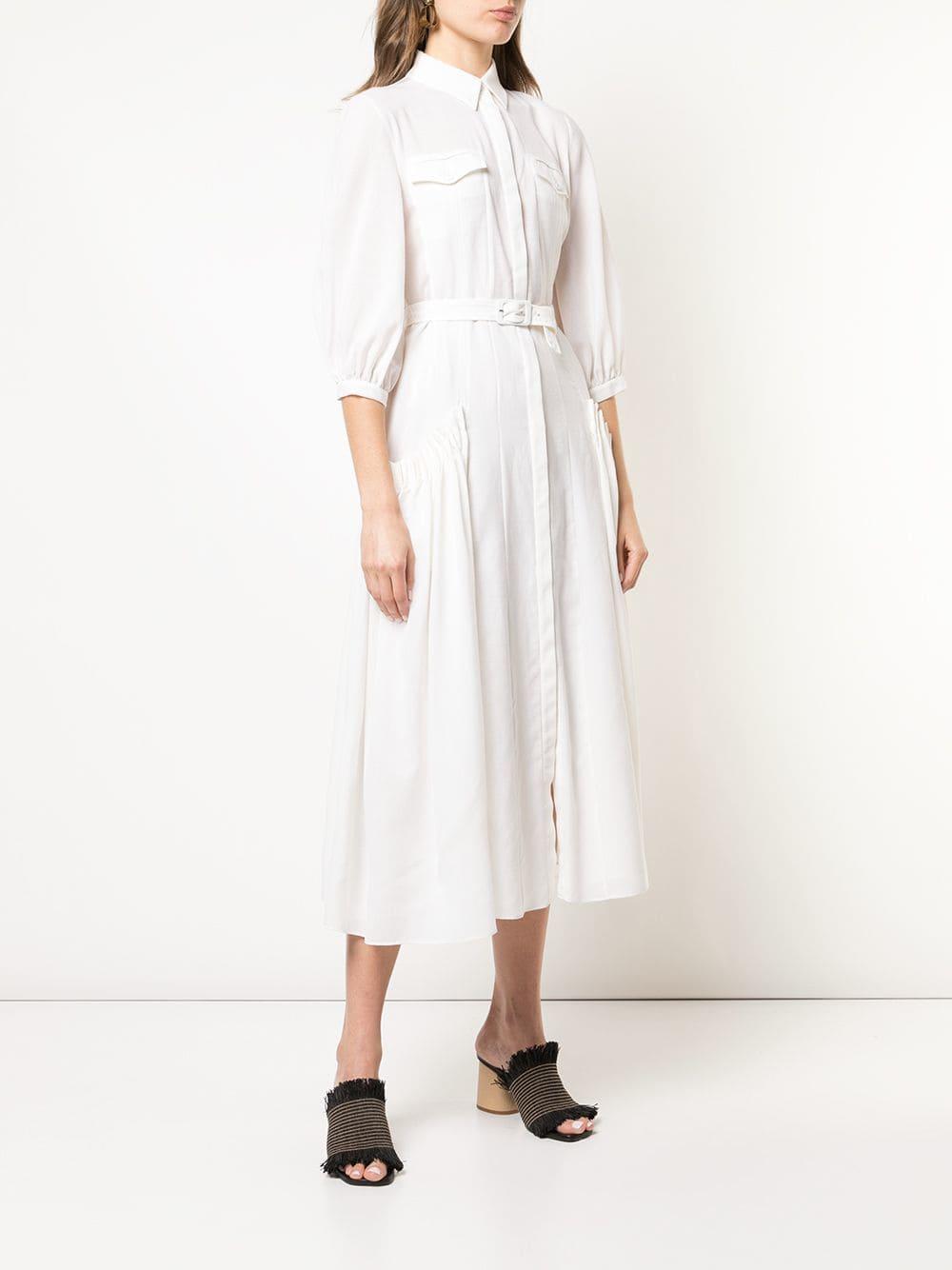 Gabriela Hearst Wool Belted Shirt Dress in White - Lyst