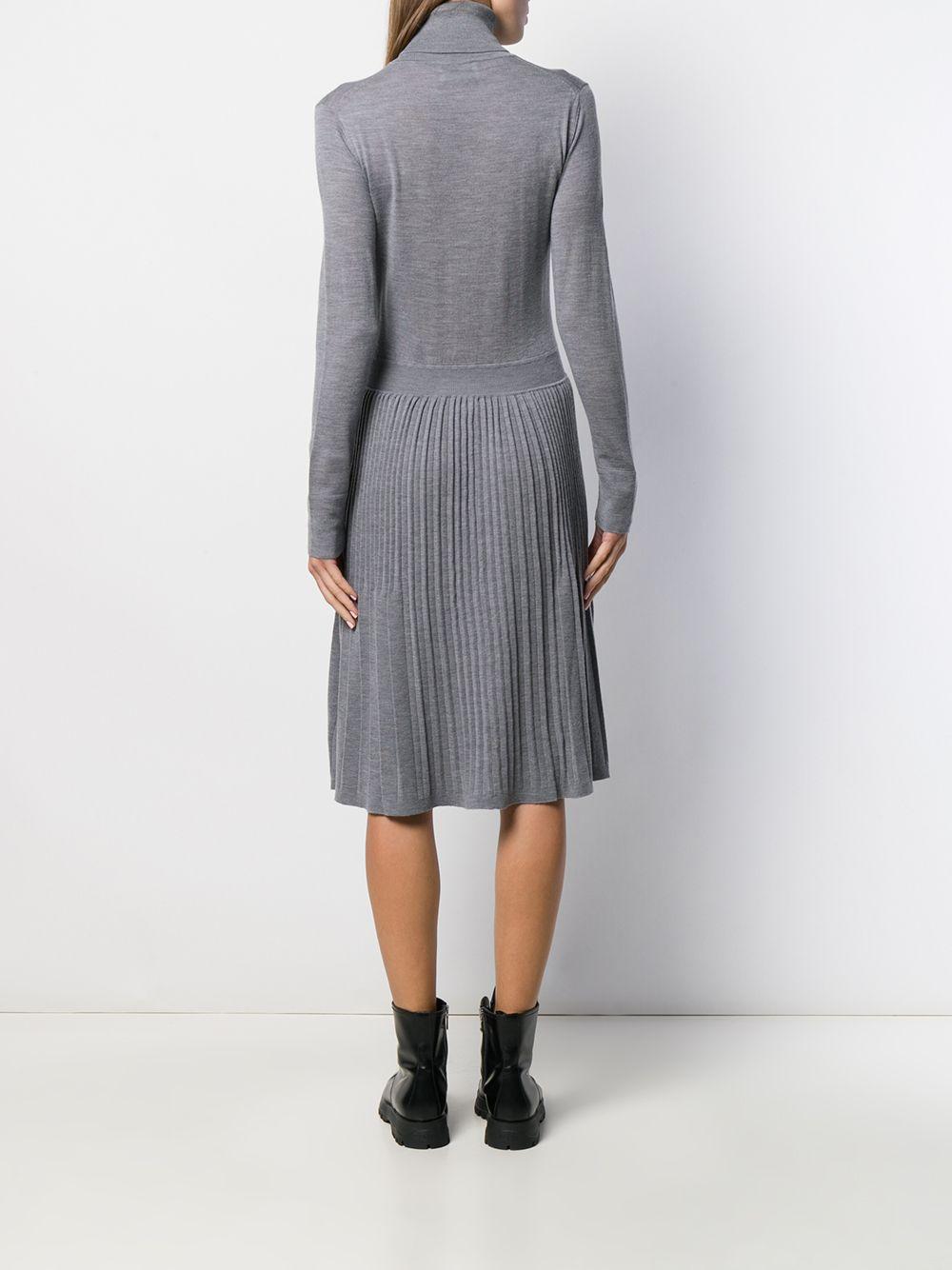 Calvin Klein Wool Pleated Knit Dress in Grey (Gray) Lyst