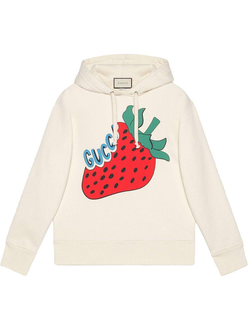 Gucci Off-white Oversized Strawberry Hoodie for Men | Lyst