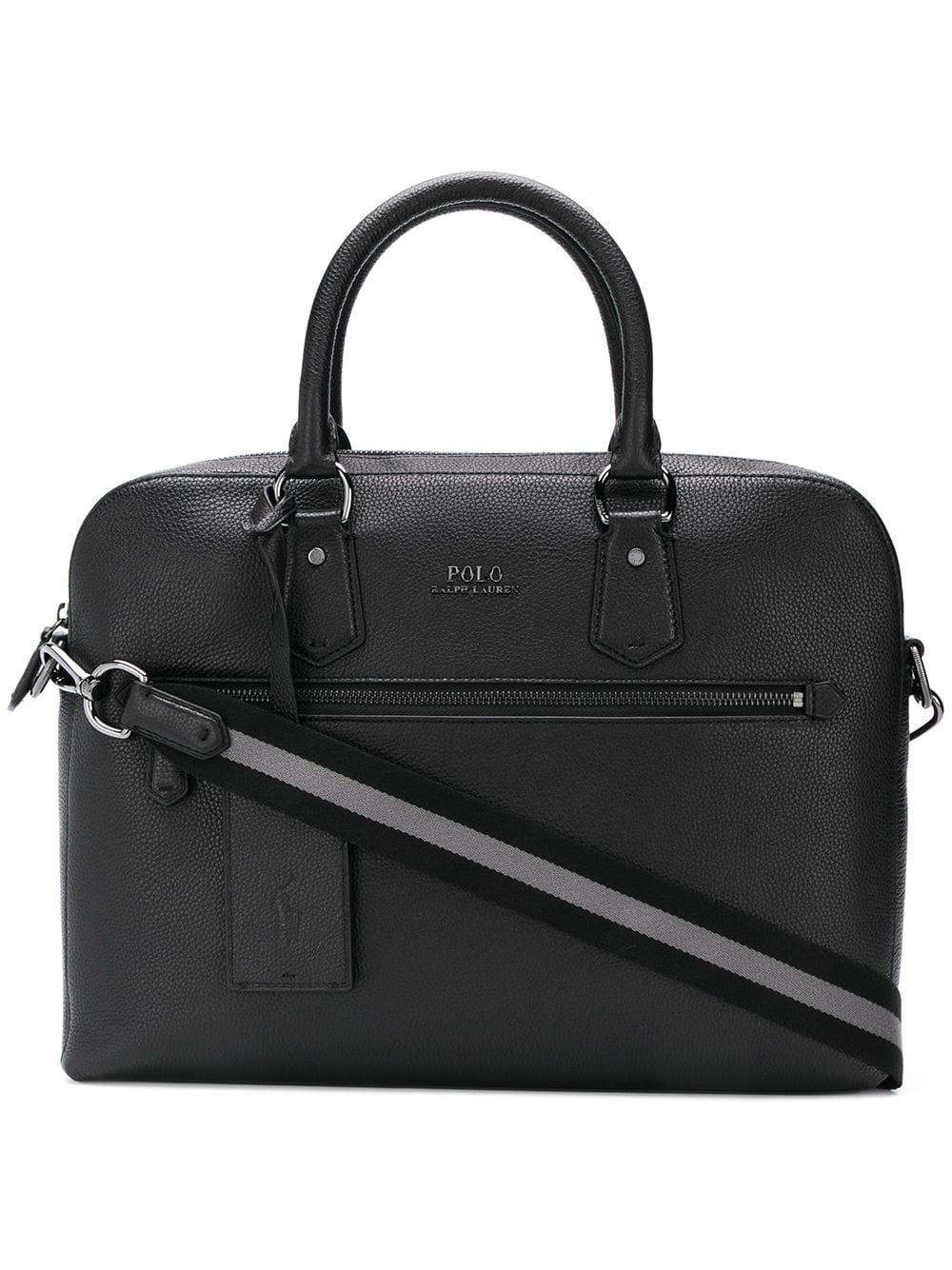Polo Ralph Lauren Leather Pebbled Laptop Bag in Black for Men | Lyst