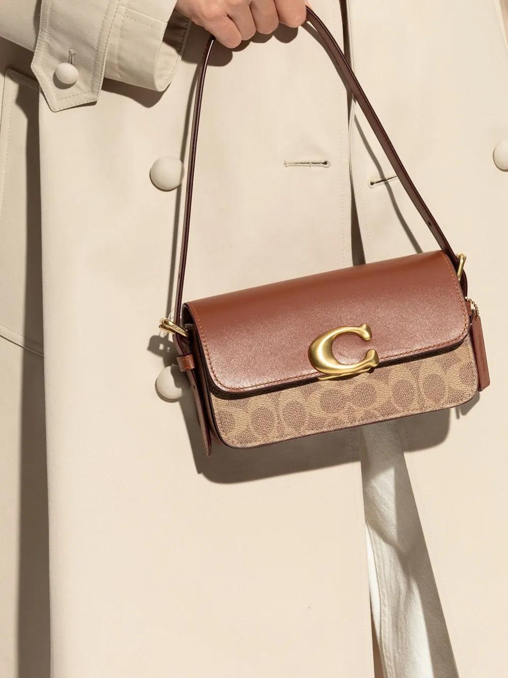 COACH Coated Canvas Signature Zoe Shoulder Bag in Brown | Lyst