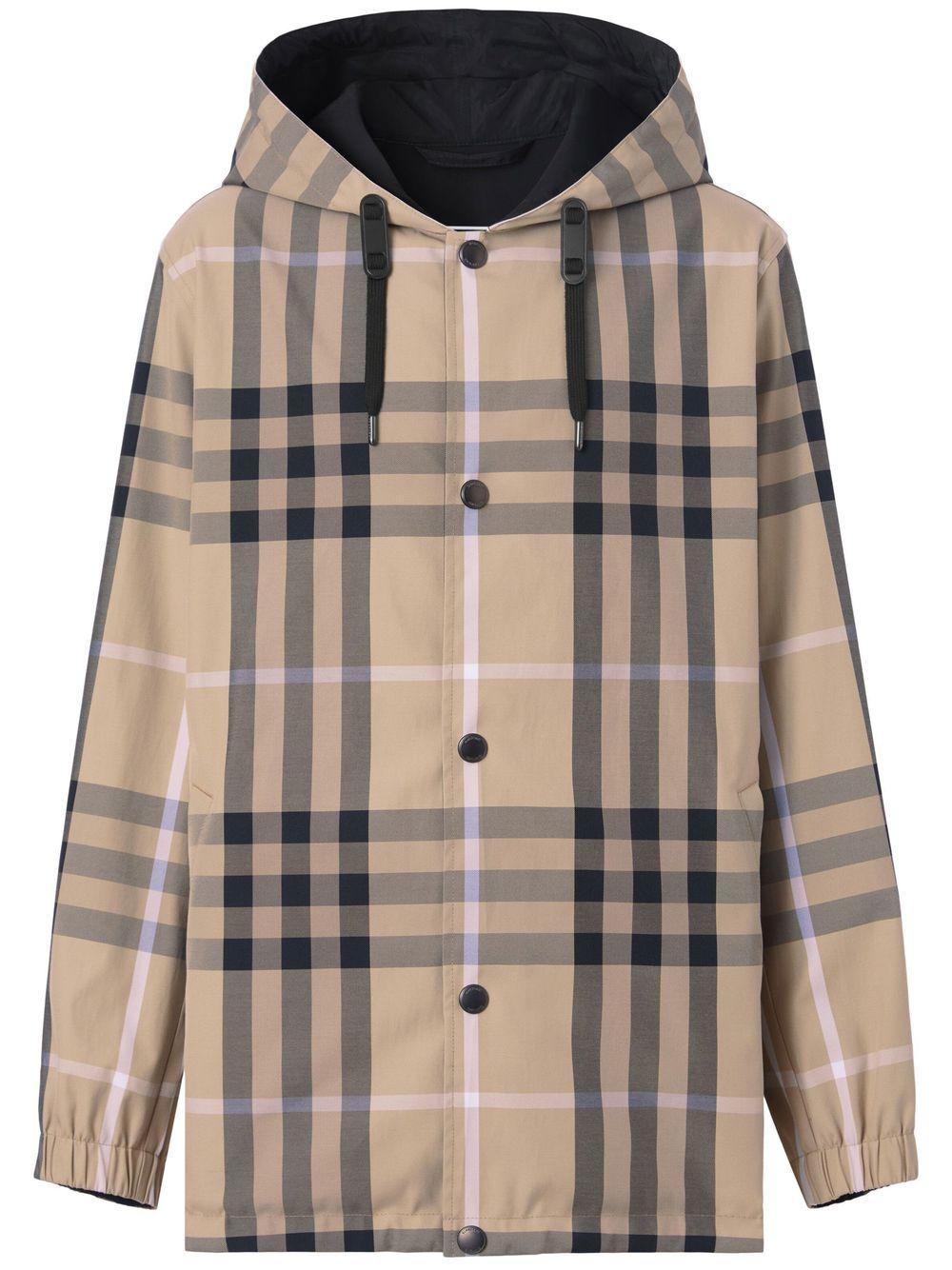 kul Tegn et billede vurdere Burberry Check-pattern Reversible Hooded Jacket for Men | Lyst