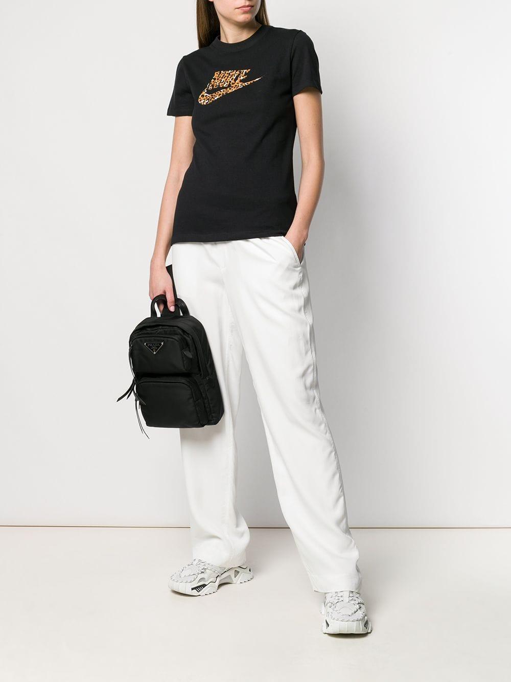 Nike Cotton Leopard Print Logo T-shirt in Black | Lyst