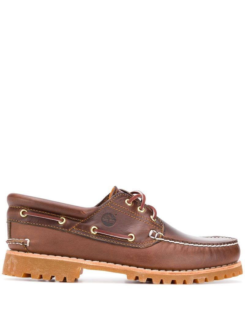 Timberland Leather Chunky Sole Boat Shoes in Brown for Men