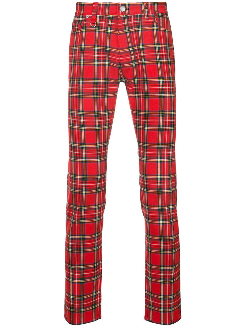 plaid red and black pants