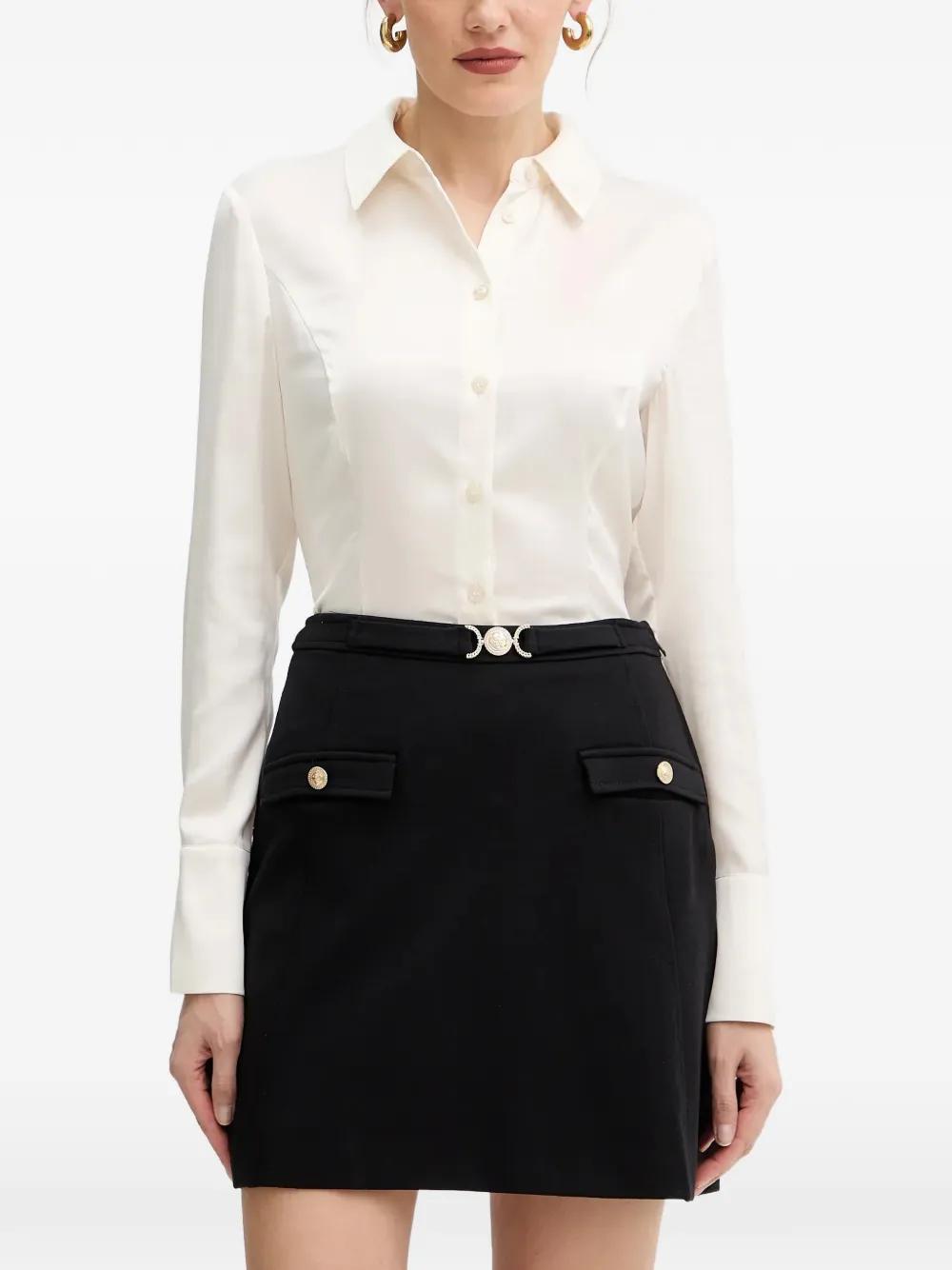 Chemisier GUESS Femme Taille L - Manches Ballon, Dentelle Beige, Neuf Avec étiquettes