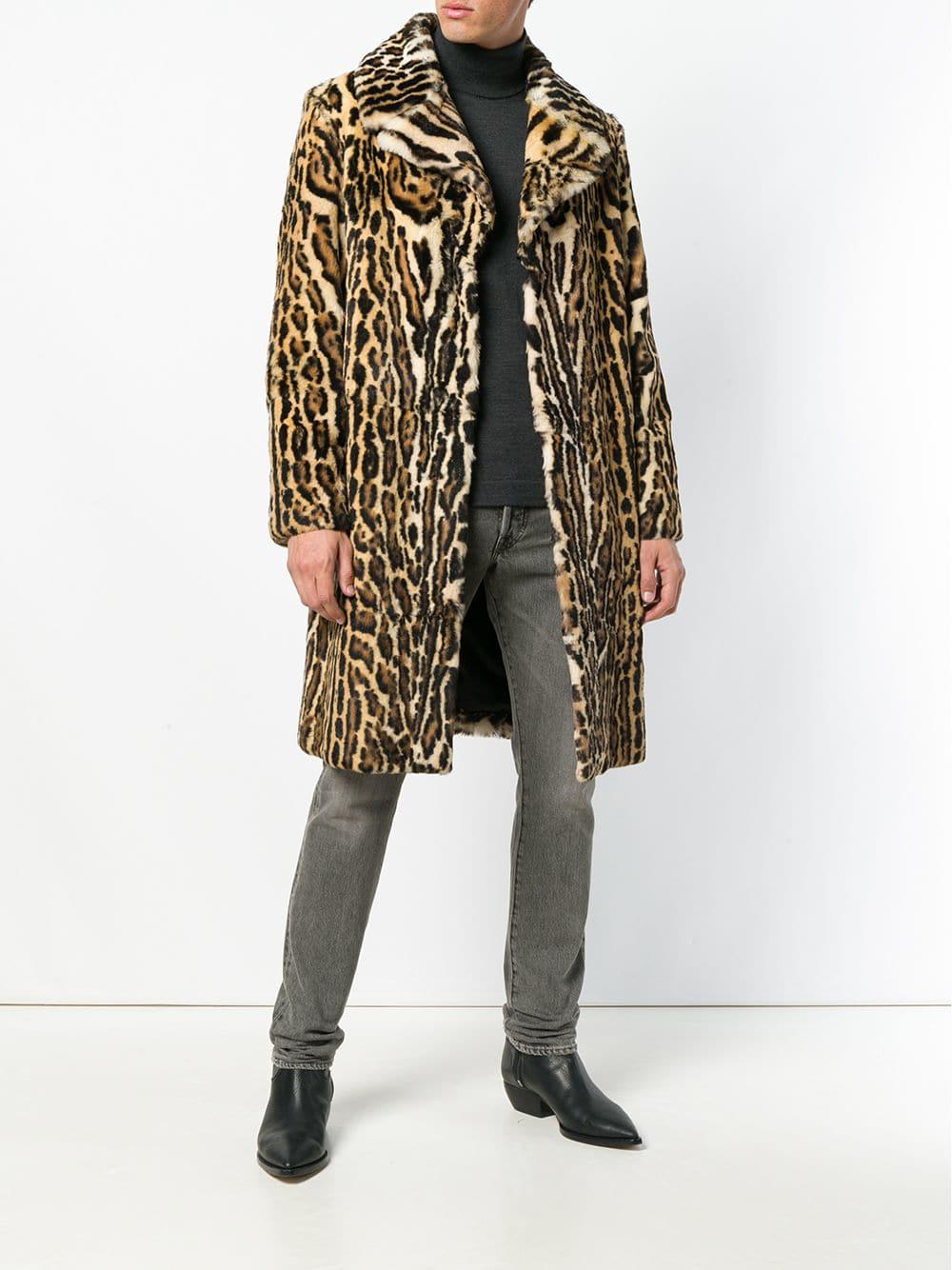 Lyst Saint Laurent Leopard Print Midi Coat for Men