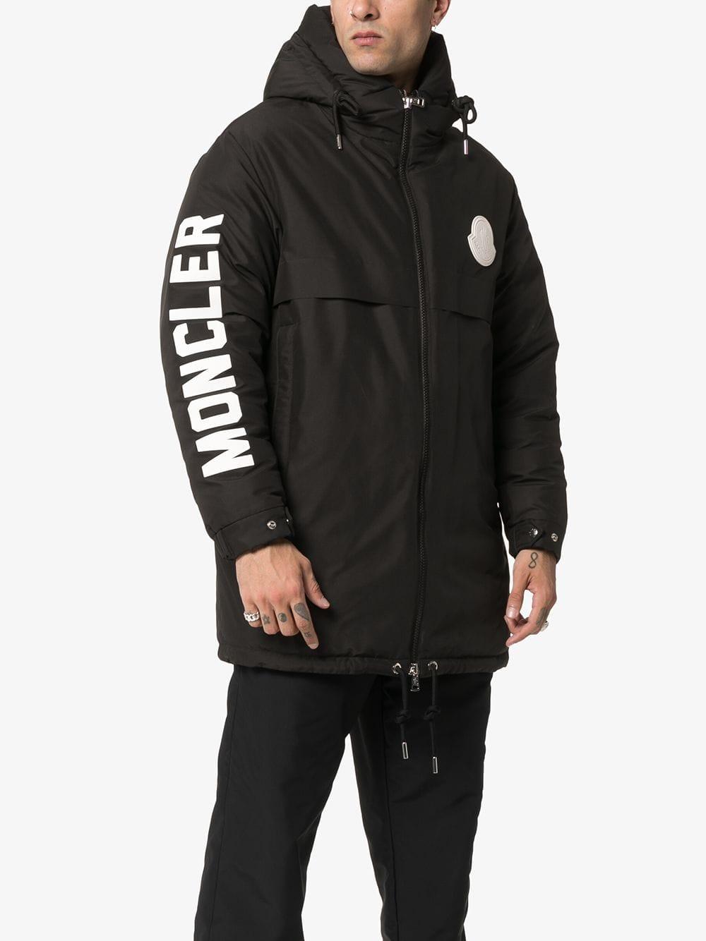 Moncler Black Charnier Logo Parka Jacket for Men | Lyst