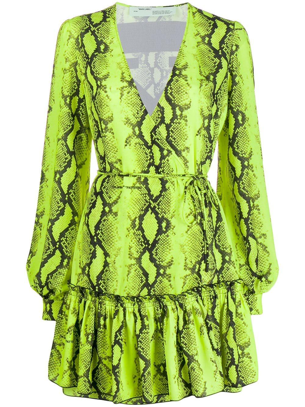 off white neon green dress