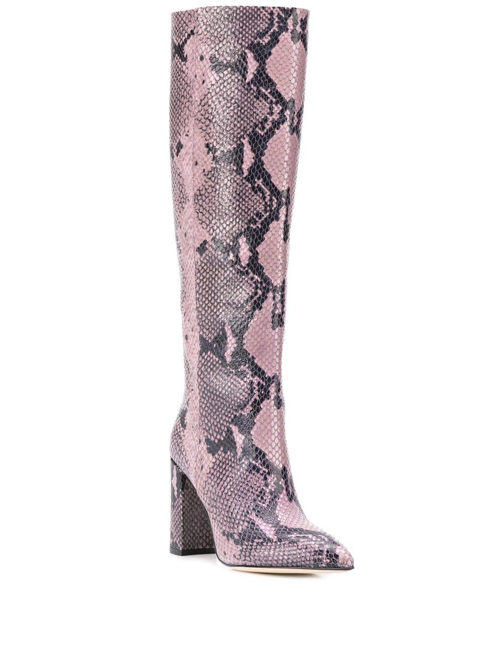 Paris Texas Leather Snakeskin Kneelength Boots in Purple Lyst