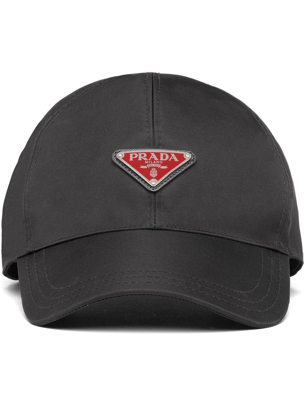 Prada Triangle-shaped Logo Baseball Cap in Black for Men | Lyst