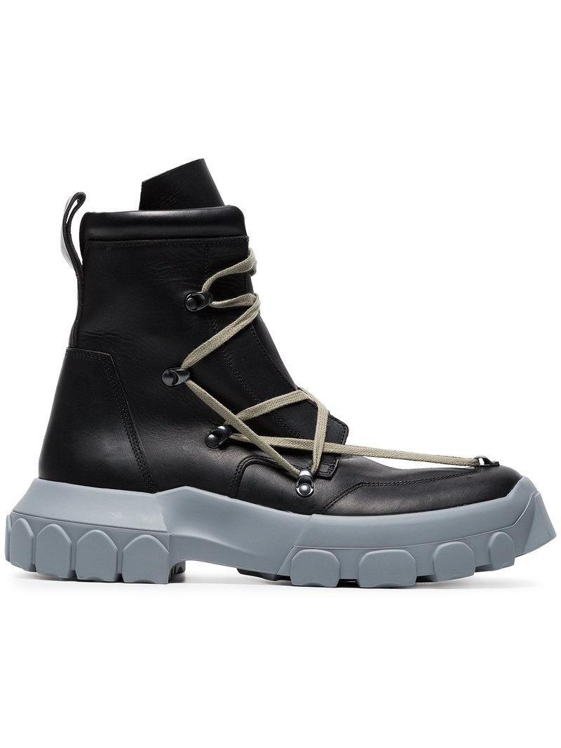 rick owens lace up hiking boots