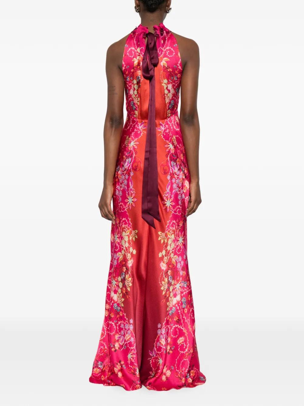 Saloni Michelle Floral-Print Maxi Dress in Red | Lyst