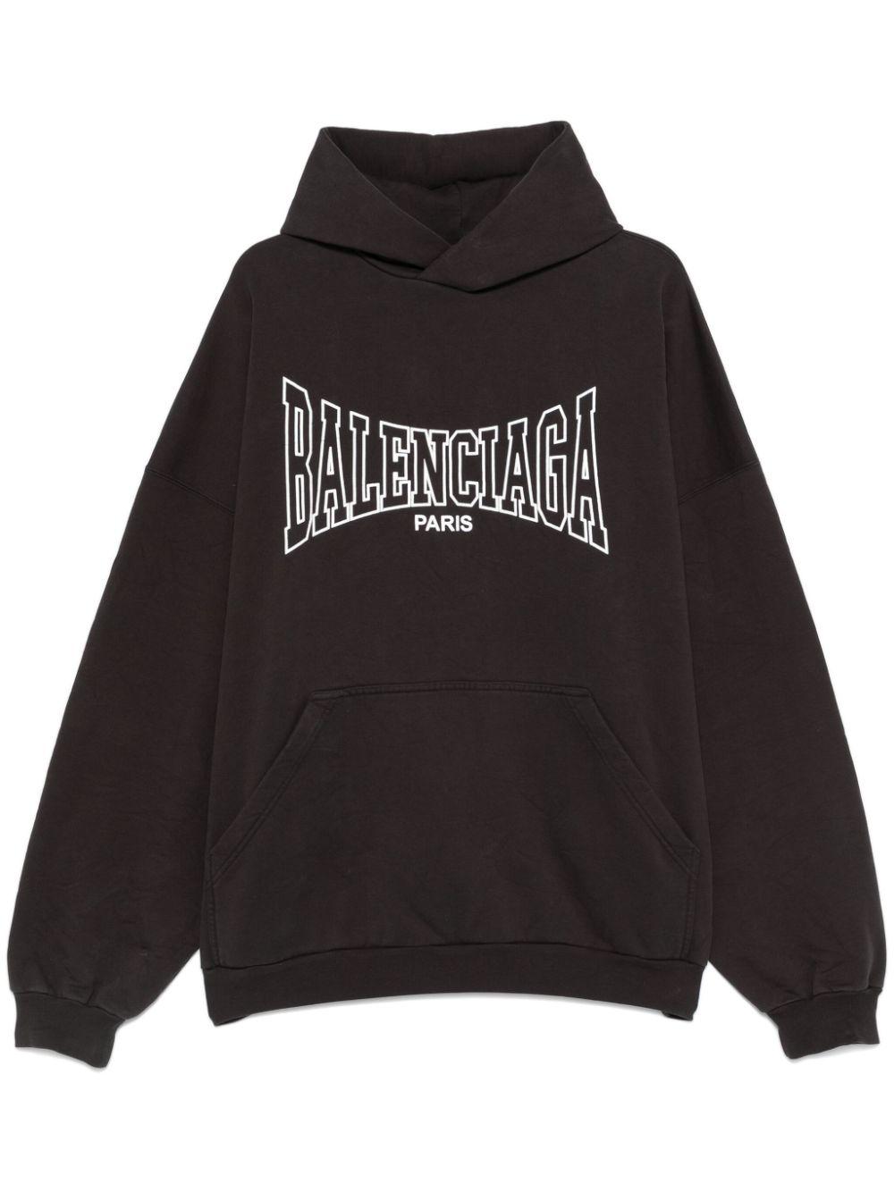 Balenciaga レディース ブラック ロゴ パーカー アクティブウェア 