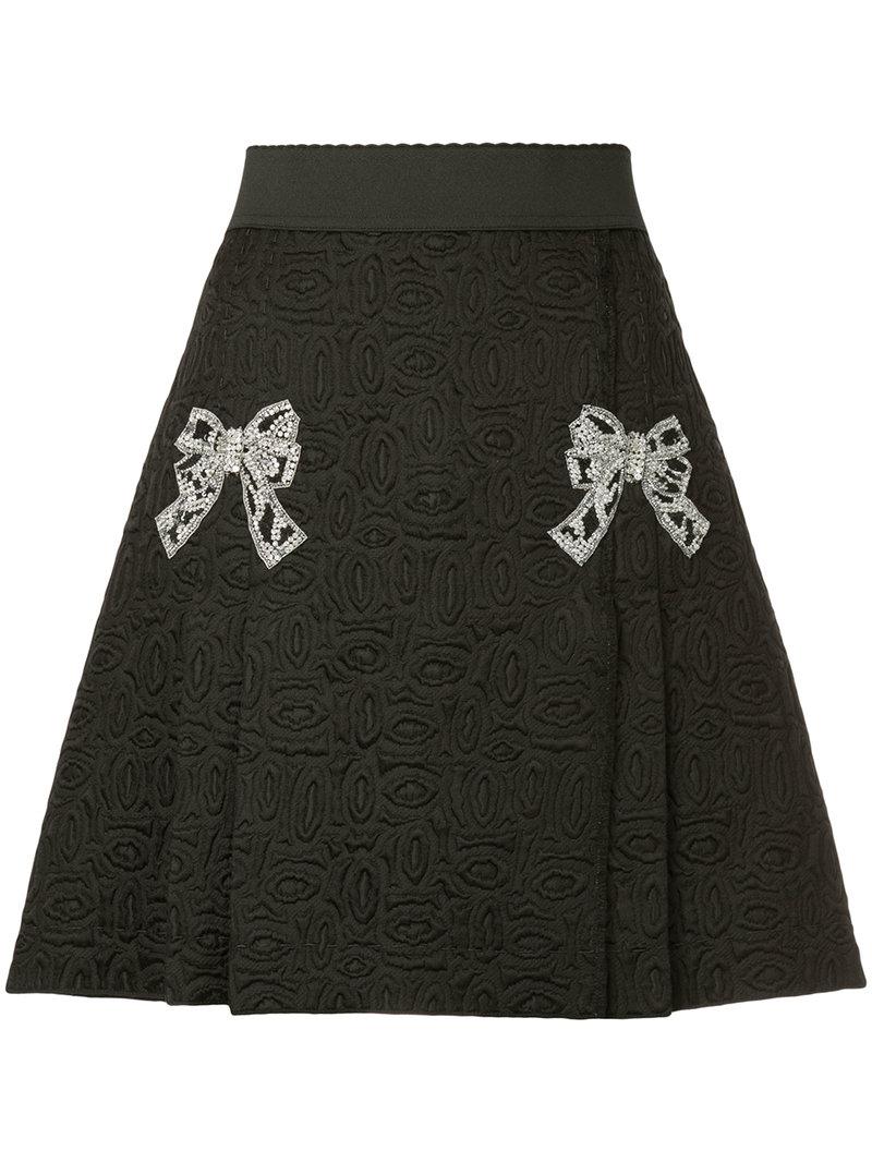 Dolce & Gabbana Silk Bow Applique Jacquard Skirt in Black | Lyst