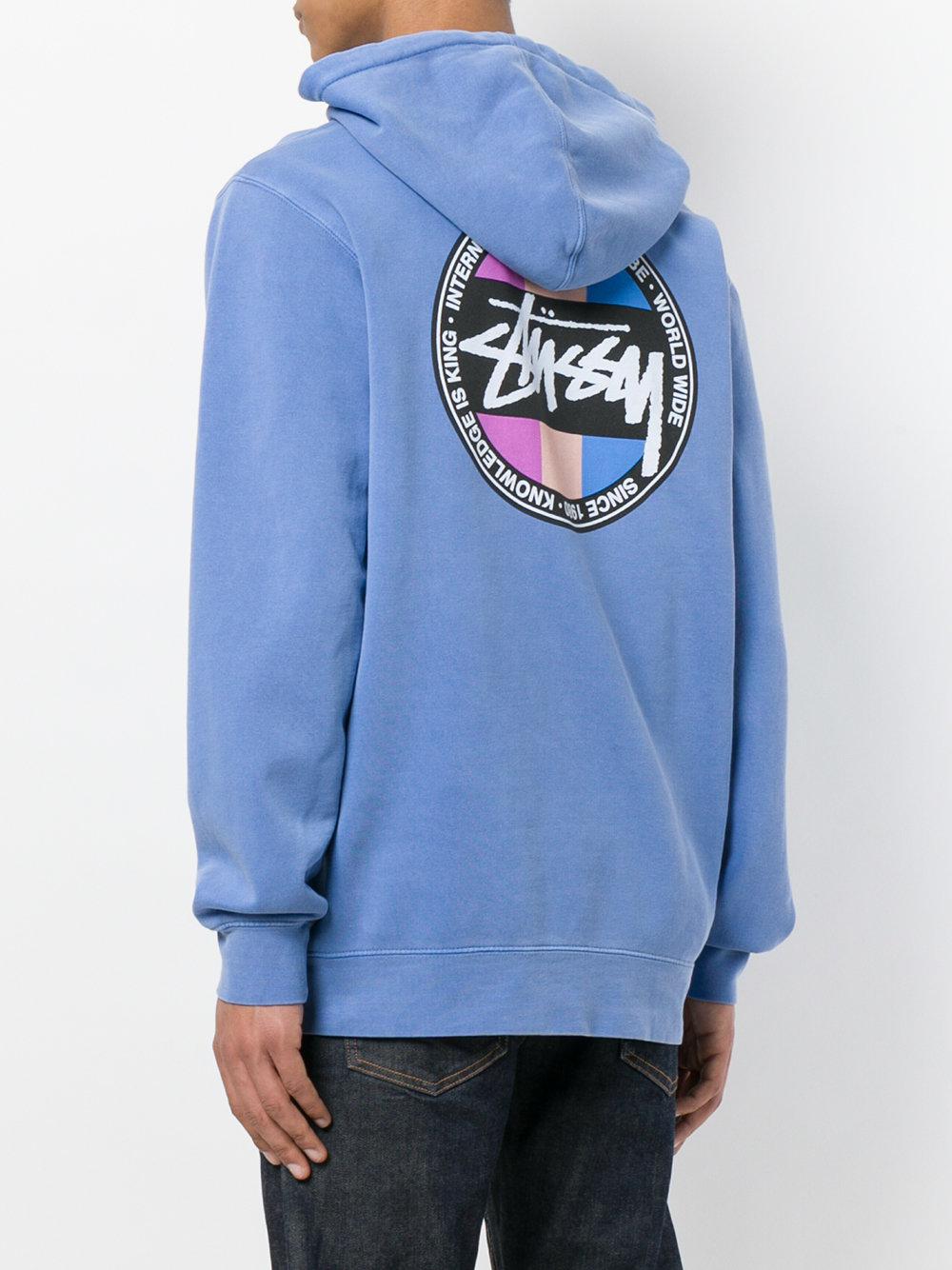 Sudadera con capucha y logo estampado Stussy de Algodón de color Azul para  hombre | Lyst