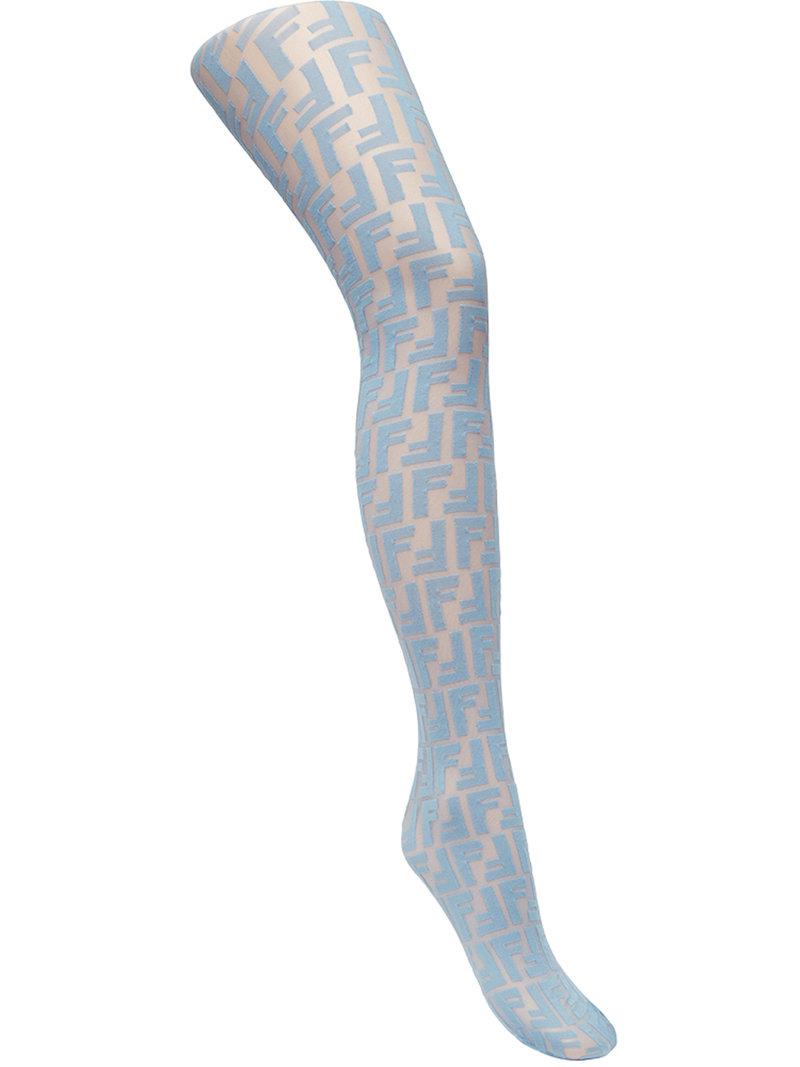 Fendi Synthetic Logo Embroidered Tights 