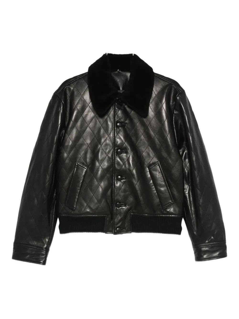 ERNEST W. BAKER ブラックレザージャケット Ernest W. Baker SSENSE Exclusive Black Leather Jacket Ernest