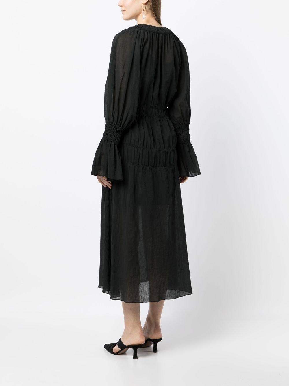 By Malene Birger Smocked Midi Dress in Black |