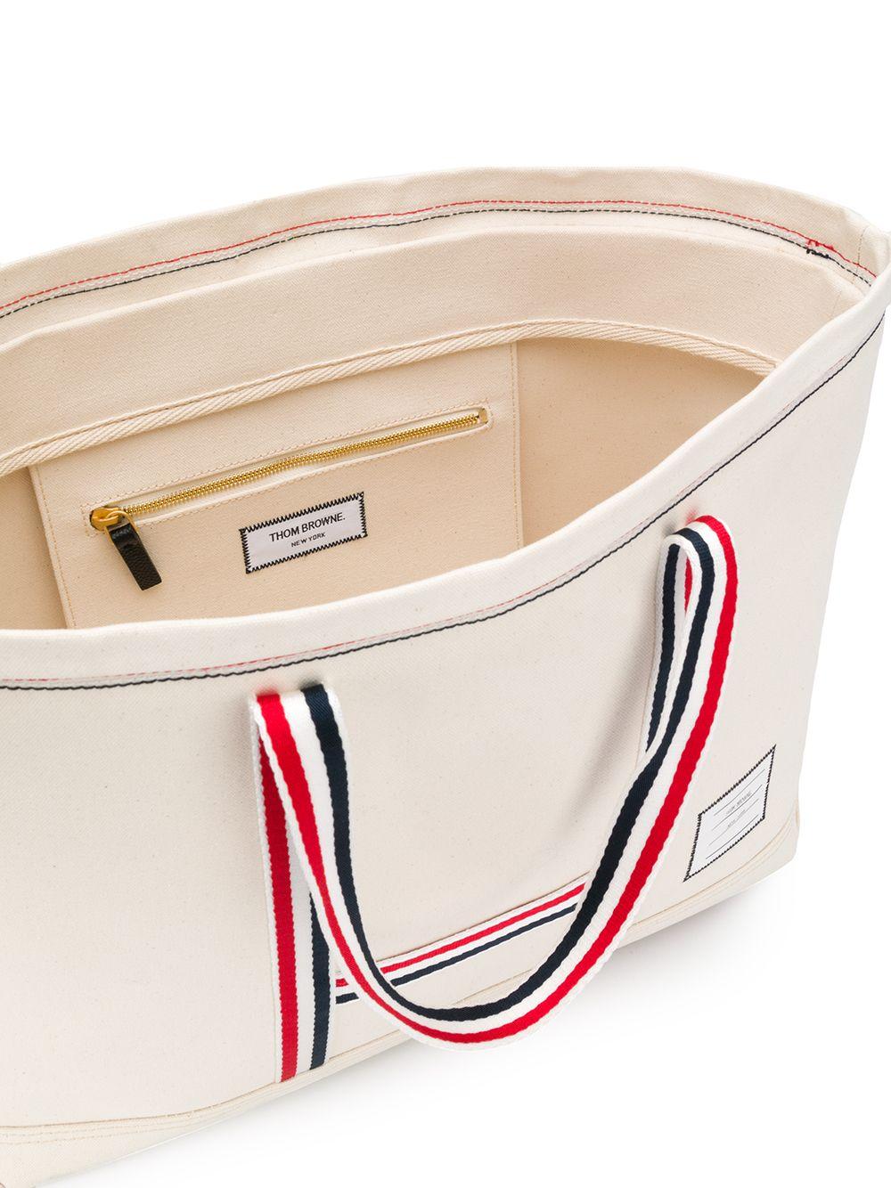 Thom Browne Medium Tool Canvas Tote Bag in White for Men - Lyst