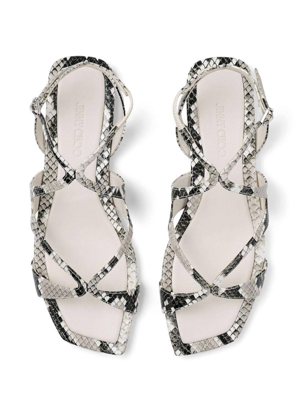 Jimmy Choo Ayla Snake Print Leather Sandals in White Lyst