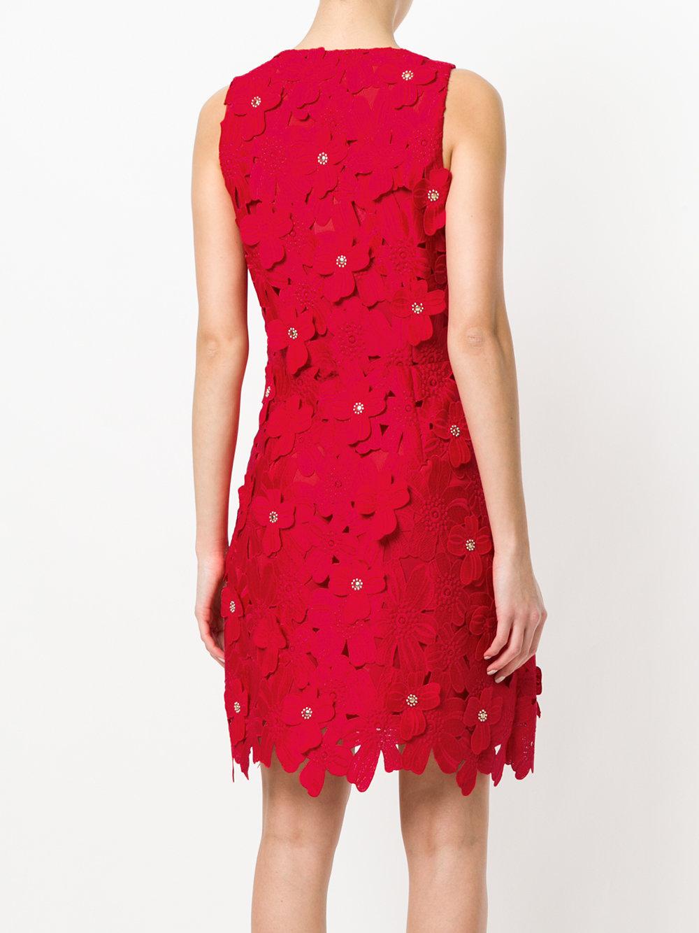 MICHAEL Michael Kors Floral Appliqué Lace Dress in Red | Lyst Canada