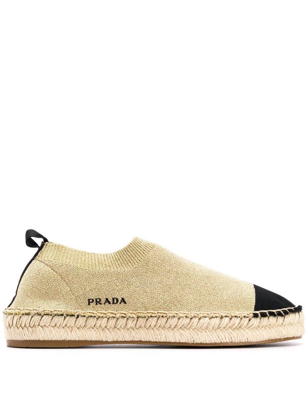 prada gold espadrilles