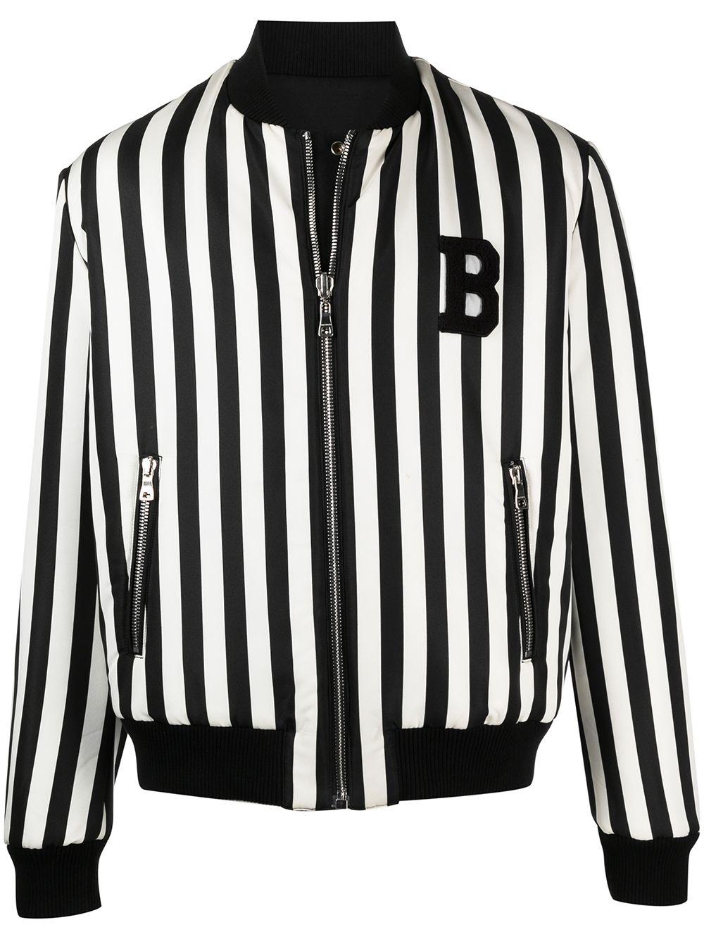 Balmain Reversible Striped Bomber Jacket in White (Black) for Men | Lyst  Canada