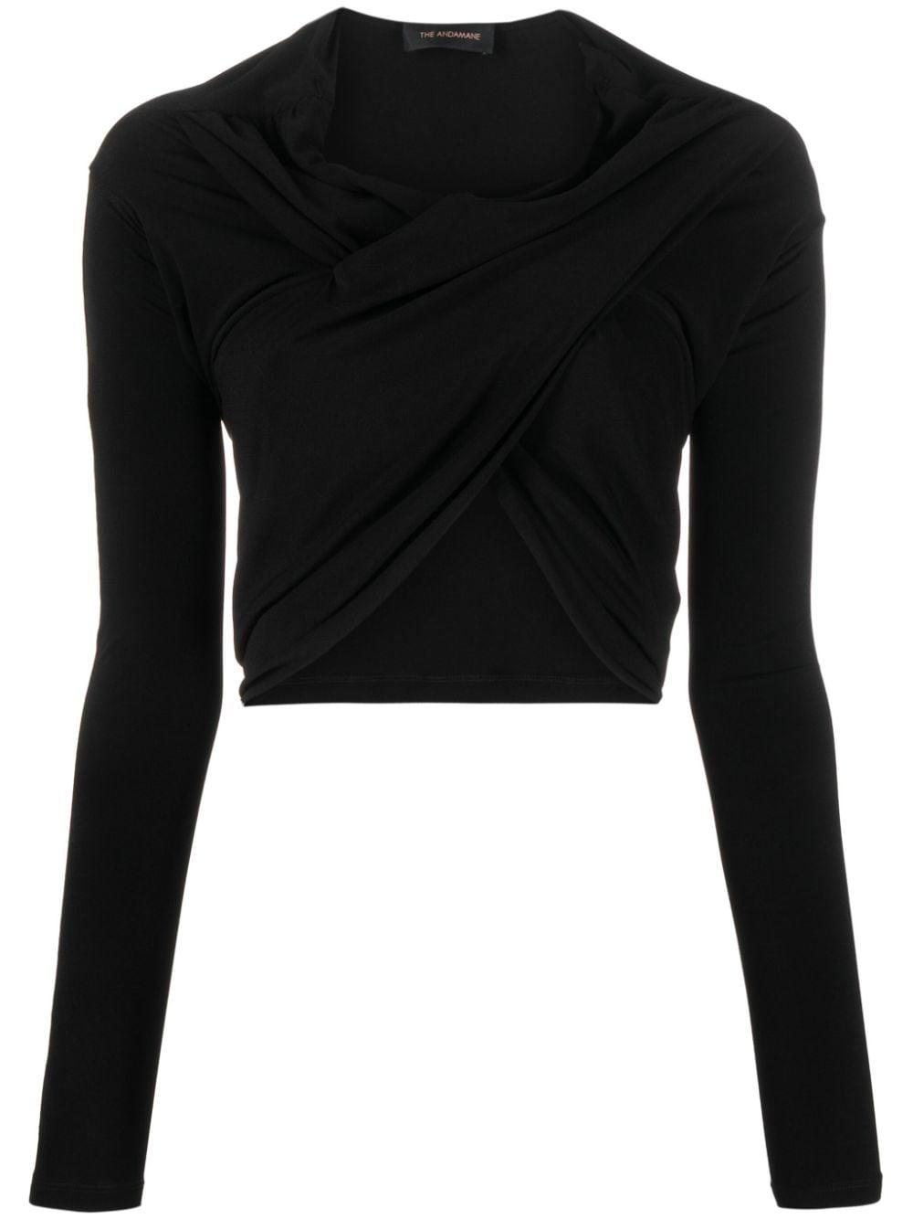 The Andamane Narissa Hooded Cropped Top in Black | Lyst