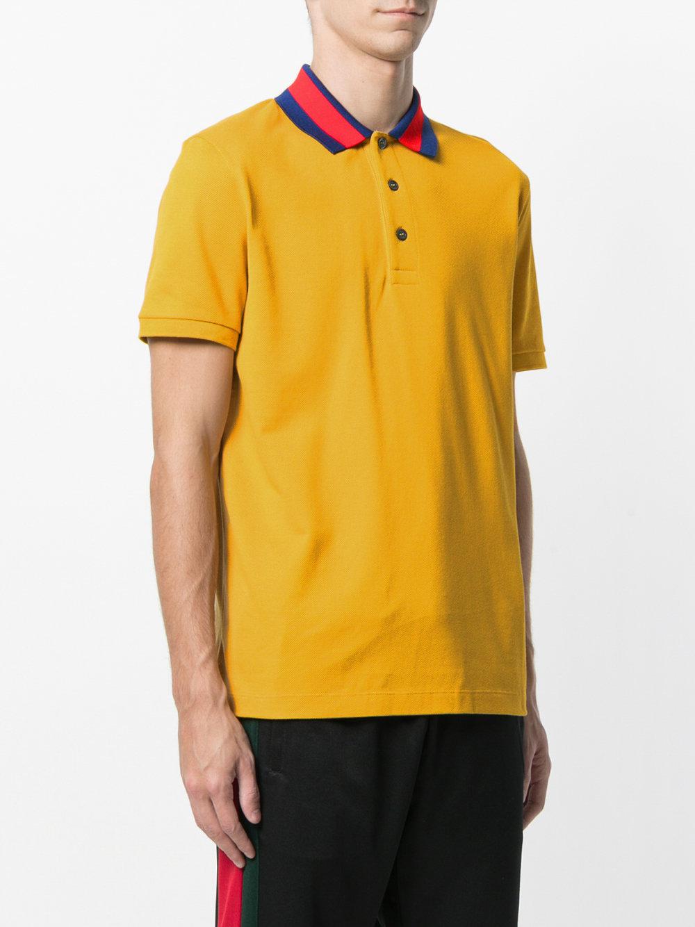 Gucci Polo Shirt With Wolf Appliqué in Yellow for Men | Lyst