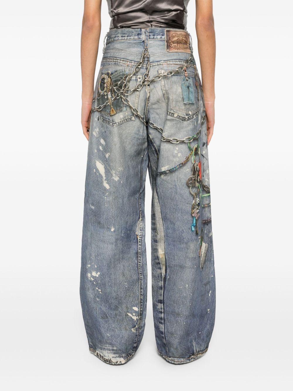Acne Studios Keychain-Print Wide-Leg Jeans in Blue | Lyst