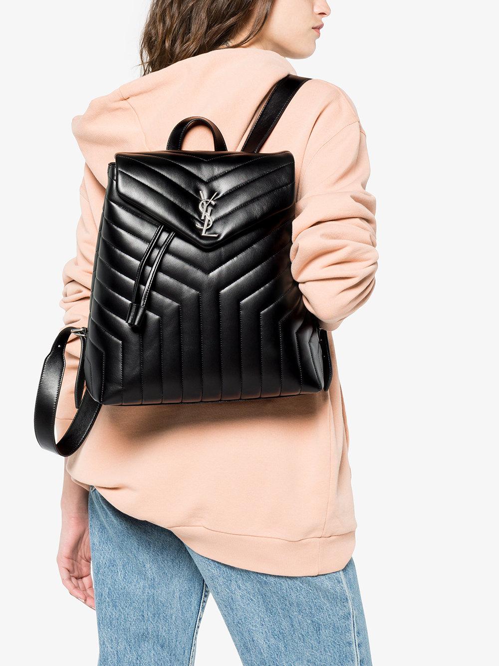 Laurent Dos Loulou Sac Matelassé Lyst À En Coloris Noir Saint ZiuOPXk
