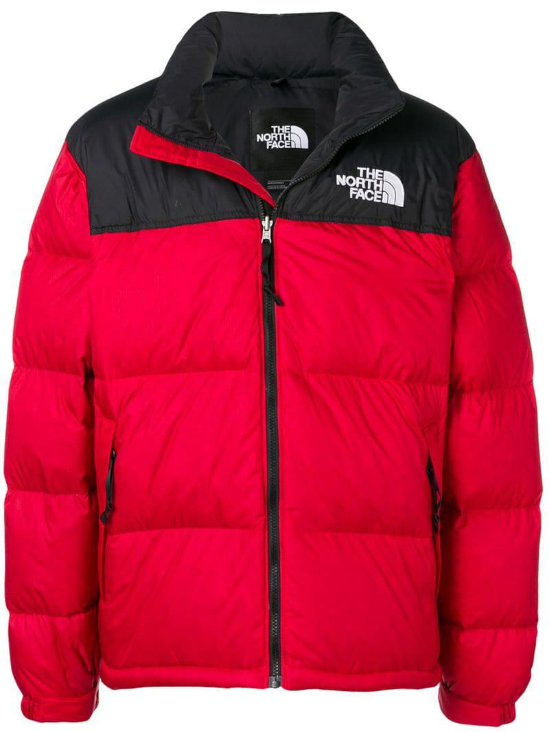 red north face coat