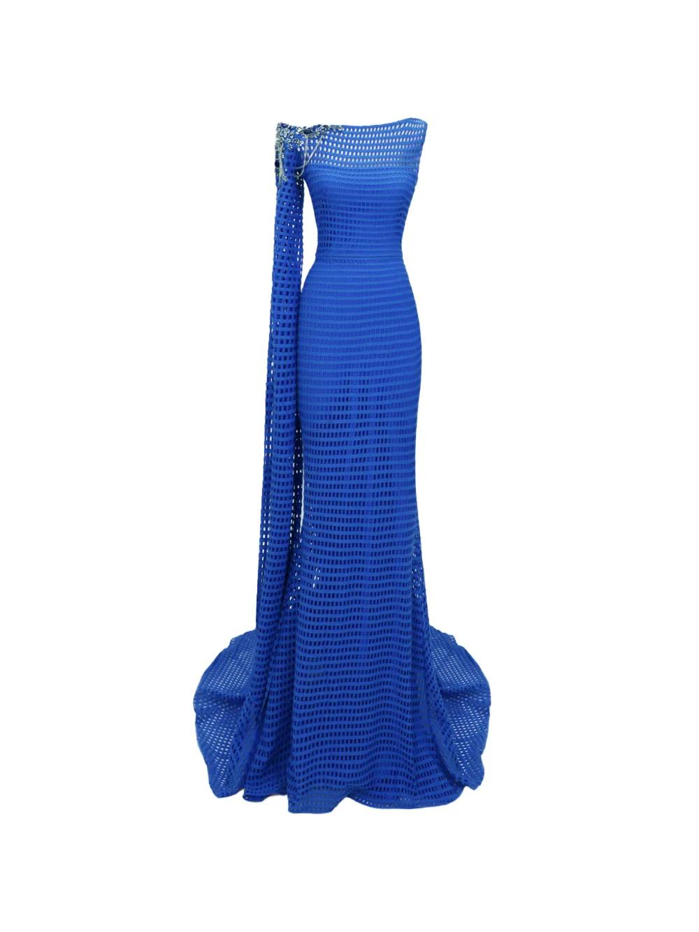 royal blue crochet maxi dress Crochet BLUE Long Dress XL / BLUE