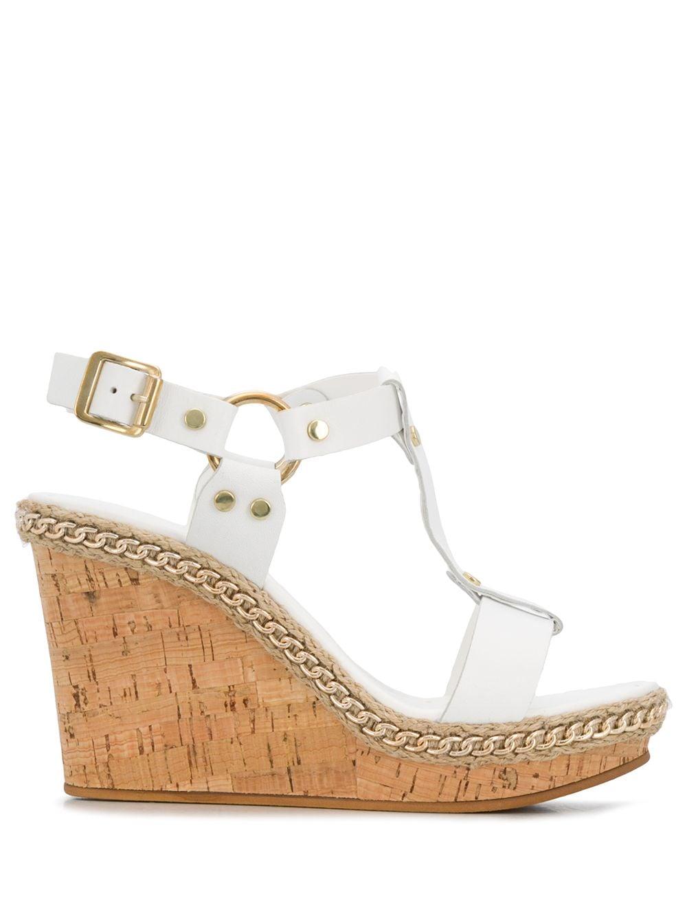 Carvela Kurt Geiger Leather Wedge Sandals in White - Lyst