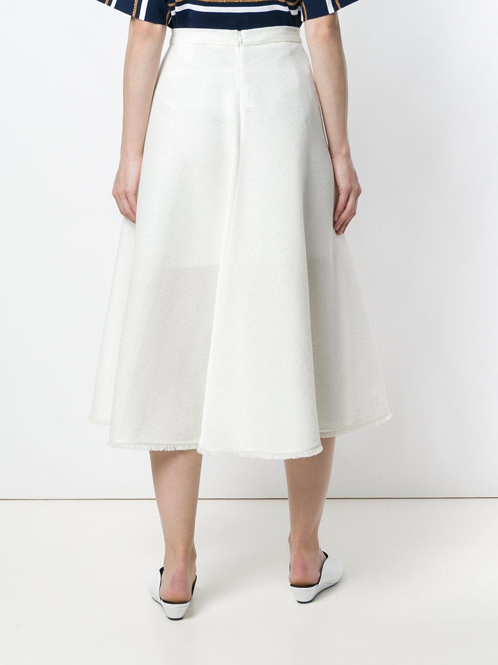 Jil Sander Cotton A-line Midi Skirt in 