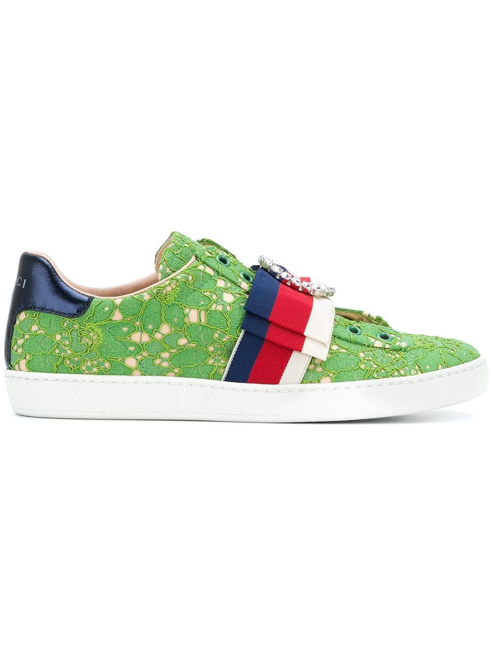 Gucci Ace Lace Sneakers in Green | Lyst Canada