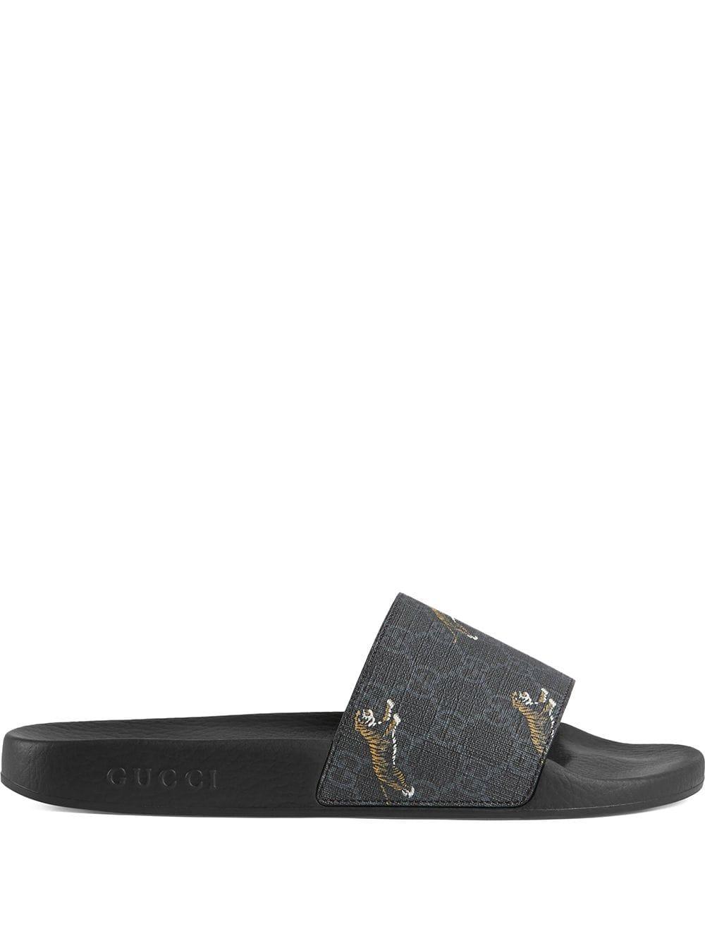 Gucci GG Supreme Tigers Slide Sandal in Black for Men Lyst