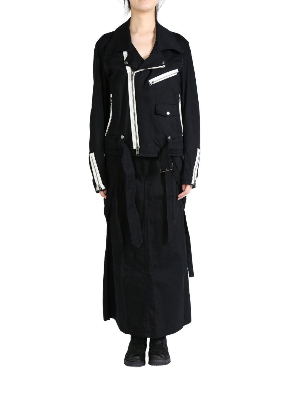 Yohji Yamamoto レディース ブラック Belt-detail Cotton Biker Jacket  