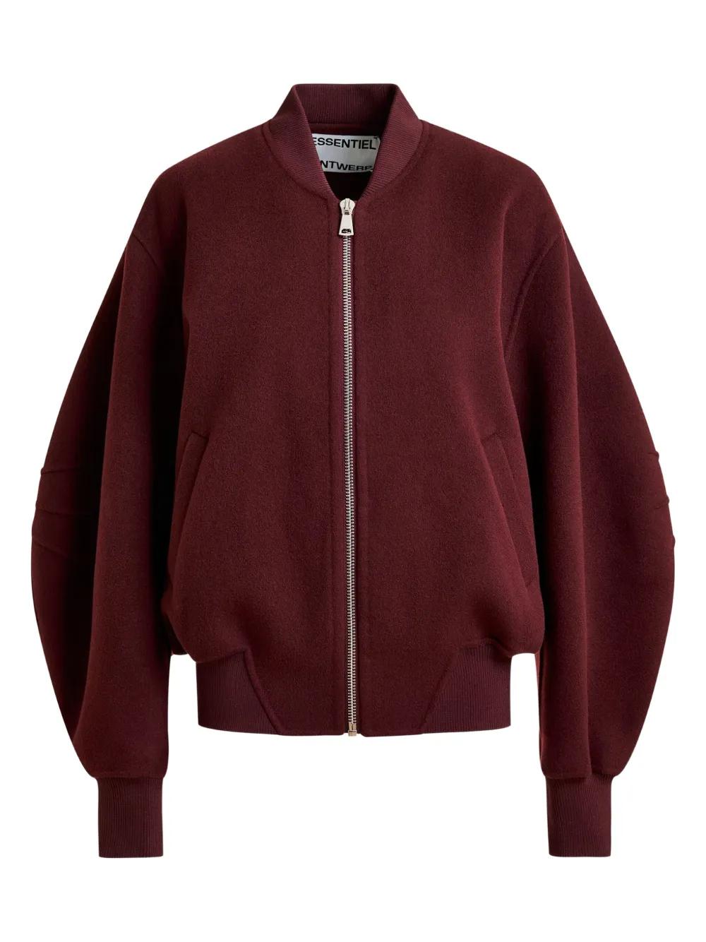 Essentiel Antwerp Balloon-Sleeve Zip-Front Jacket in Red | Lyst