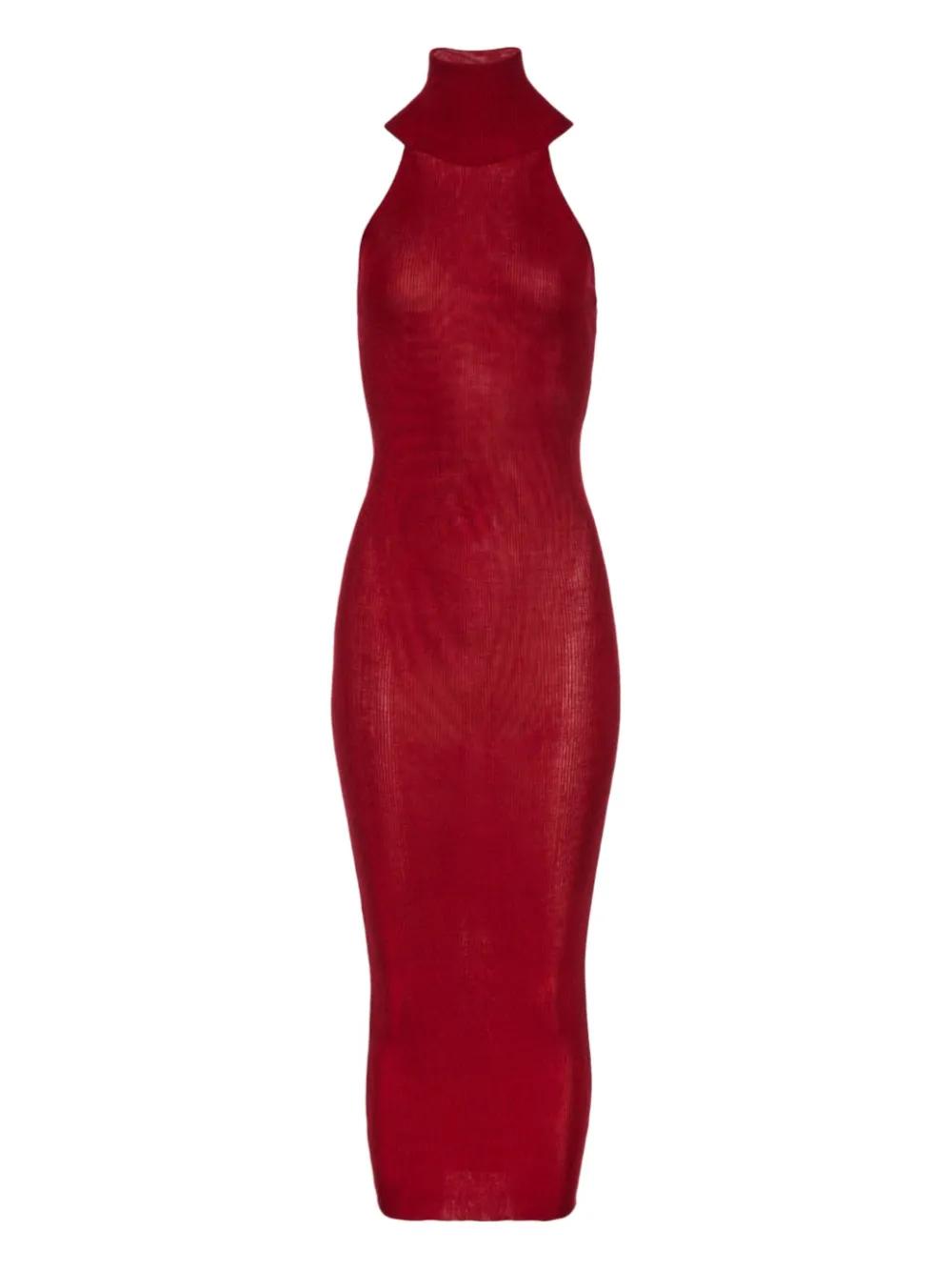 Magda Butrym Ribbed Halter-Neck Midi Dress in Red Lyst UK