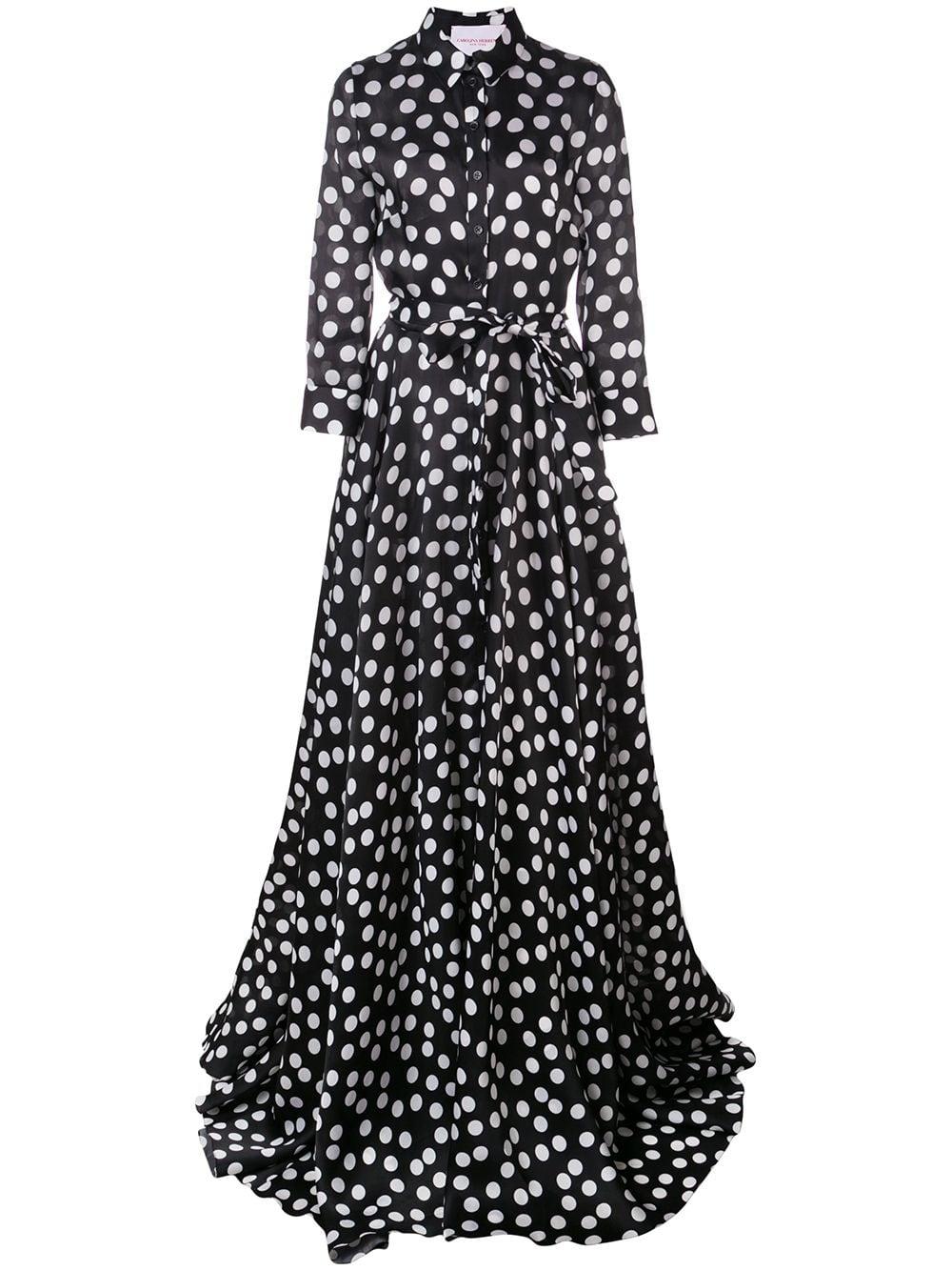 Carolina Herrera Polka Dot Print Dress in Black | Lyst Australia